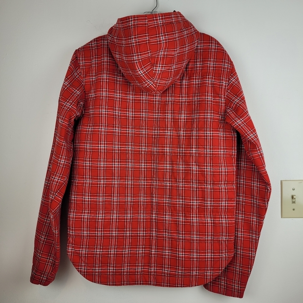 Bonfire Red Plaid Women's Zipper front jacket funnel collar hood gorpcore ski SP - Picture 4 of 13